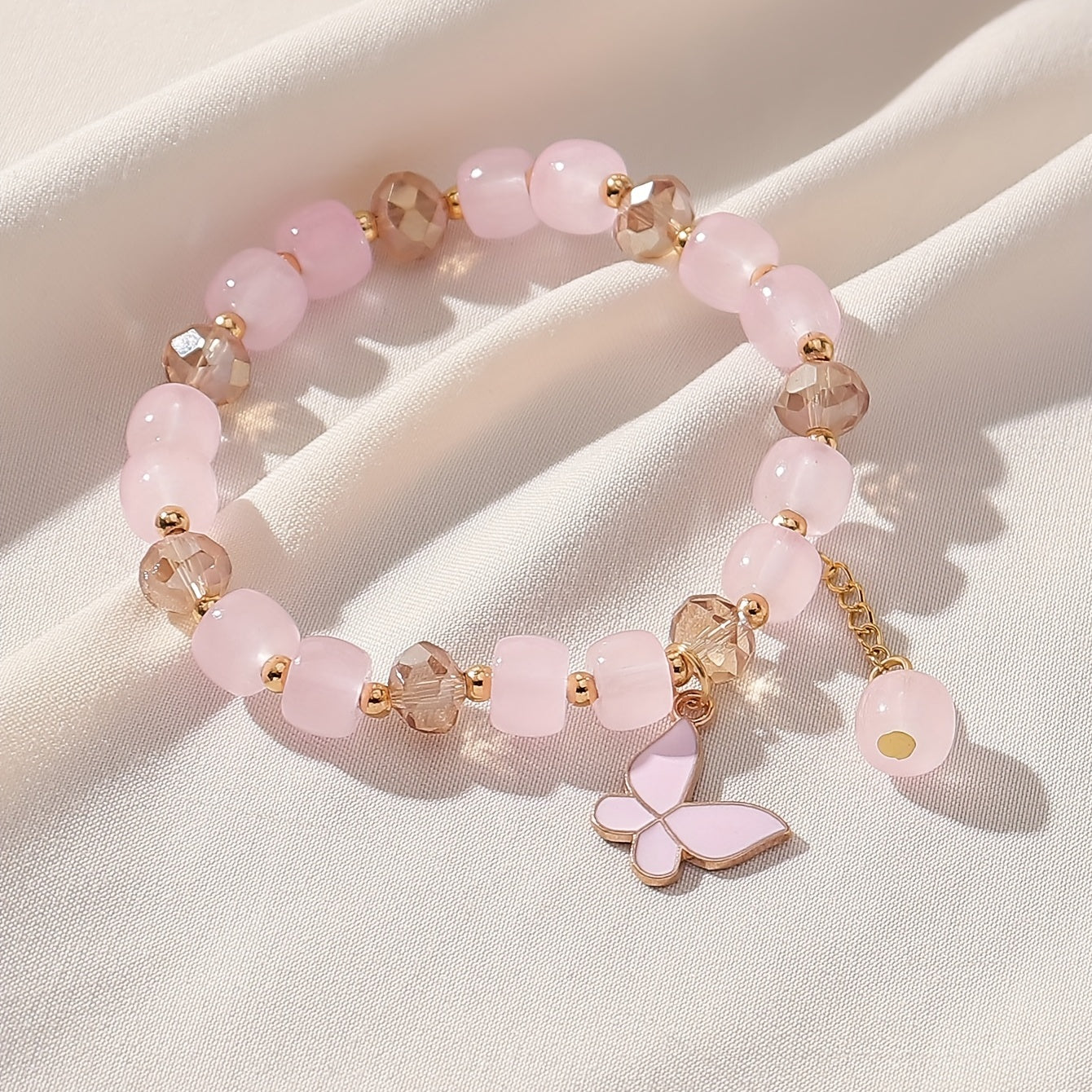 Stunning Butterfly Charm Stretch Bracelet - Adjustable, Beaded, Oil Painting Design, Animal-Inspired, Handcrafted Jewelry for Women - Random Order Beads, Unique Gift Idea