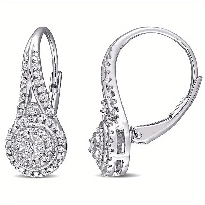 New Eight Heart Eight Arrows Round Full Rhinestone Zircon Earrings Europe And America Platinum 925 Silver Plated Earrings