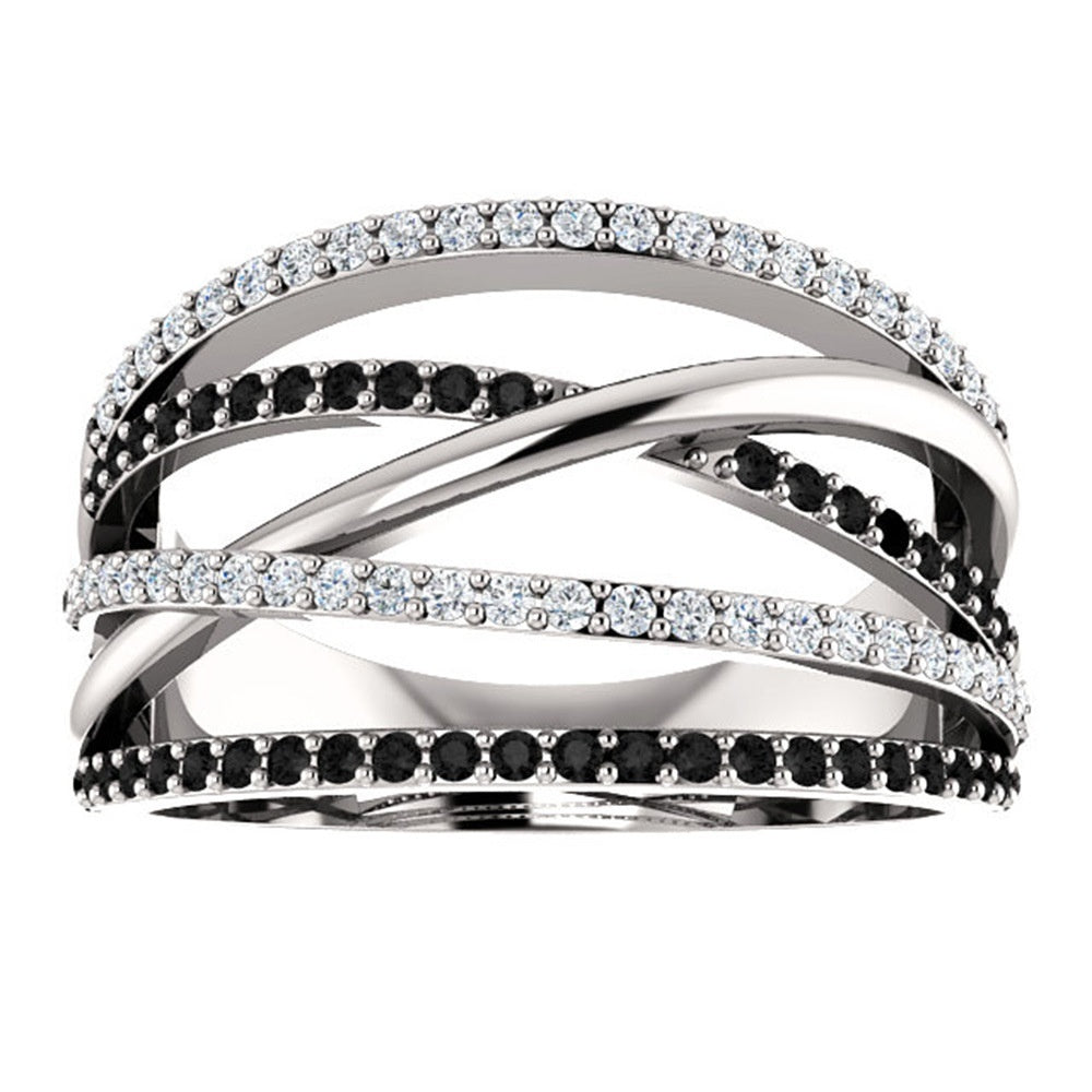 Silver Plated Black Sapphire Zircon Ring Anniversary Gift Engagement Wedding Ring Jewelry Gift For Women Ladies