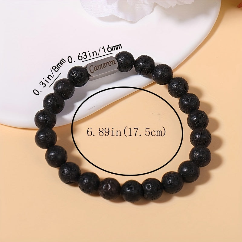 Personalized Beaded Bracelet with Engraving - Perfect Gift for Birthday, Anniversary, Mom, and Family