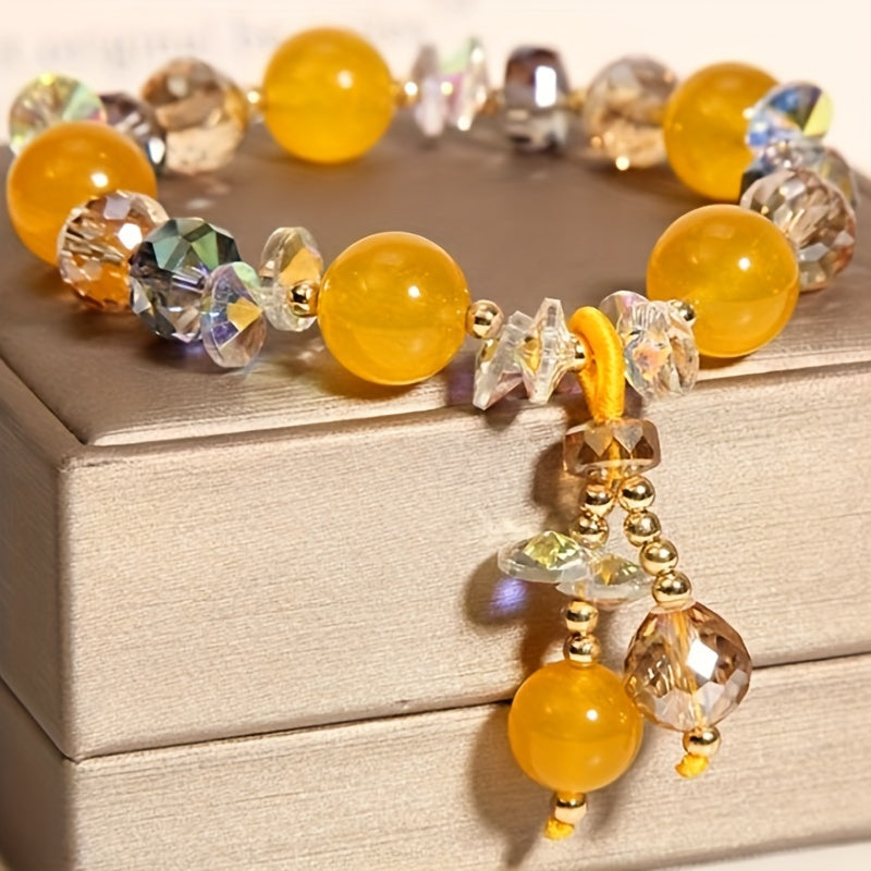 Handmade Aquamarine Bracelet, Yellow Gemstone Bracelet, Fashionable And Simple Bracelet, Showing Elegant Temperament, Is A Perfect Gift For Family/friends/lovers
