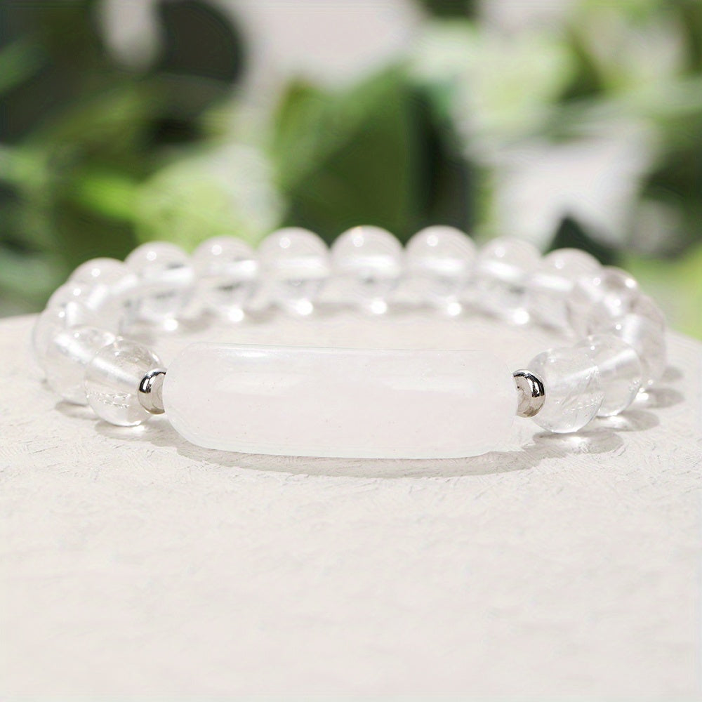 1pc Natural Semi-Precious Stone Rectangular Body Energy Yoga Bracelet, Father's Day Gift